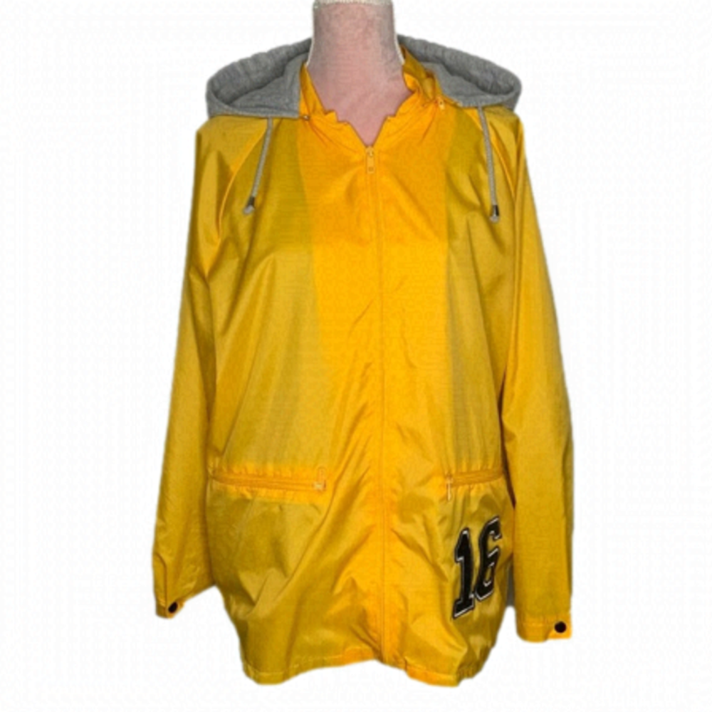 TOPSHOP bright yellow rain jacket.